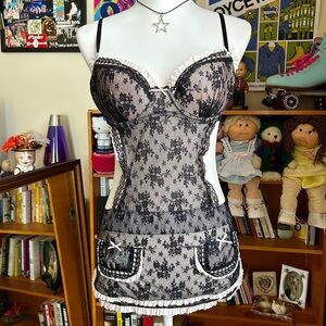 Victoria's Secret Black and White Lace Chemise